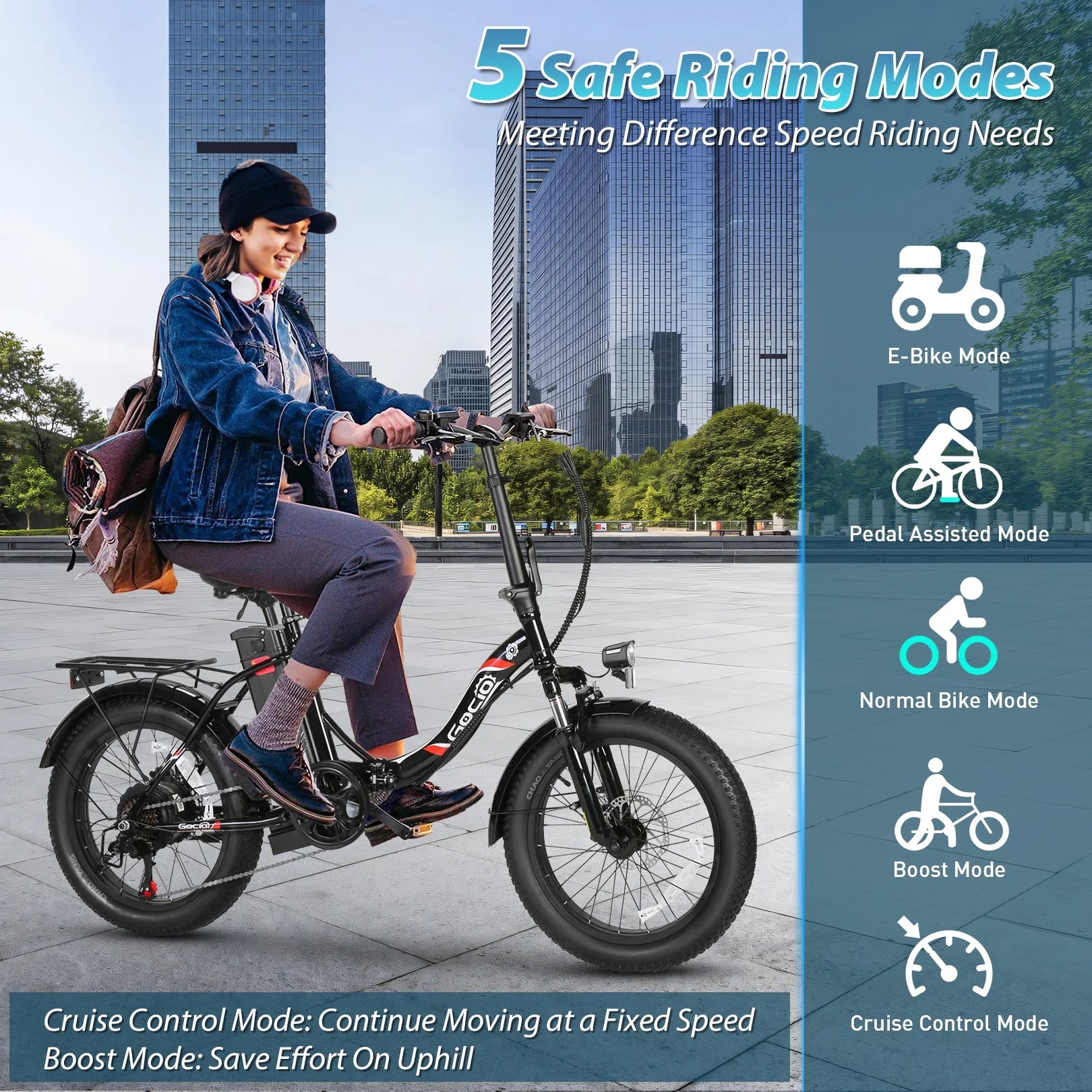 20" Foldable Fat Tire Electric Bike for Adults, 750W Peak Motor Electric Bicycle, 48V 10.4Ah (500Wh) Removable Battery, 19.8 MPH, 7-Speed Gears, Commuting Ebike, UL2849 Certified
