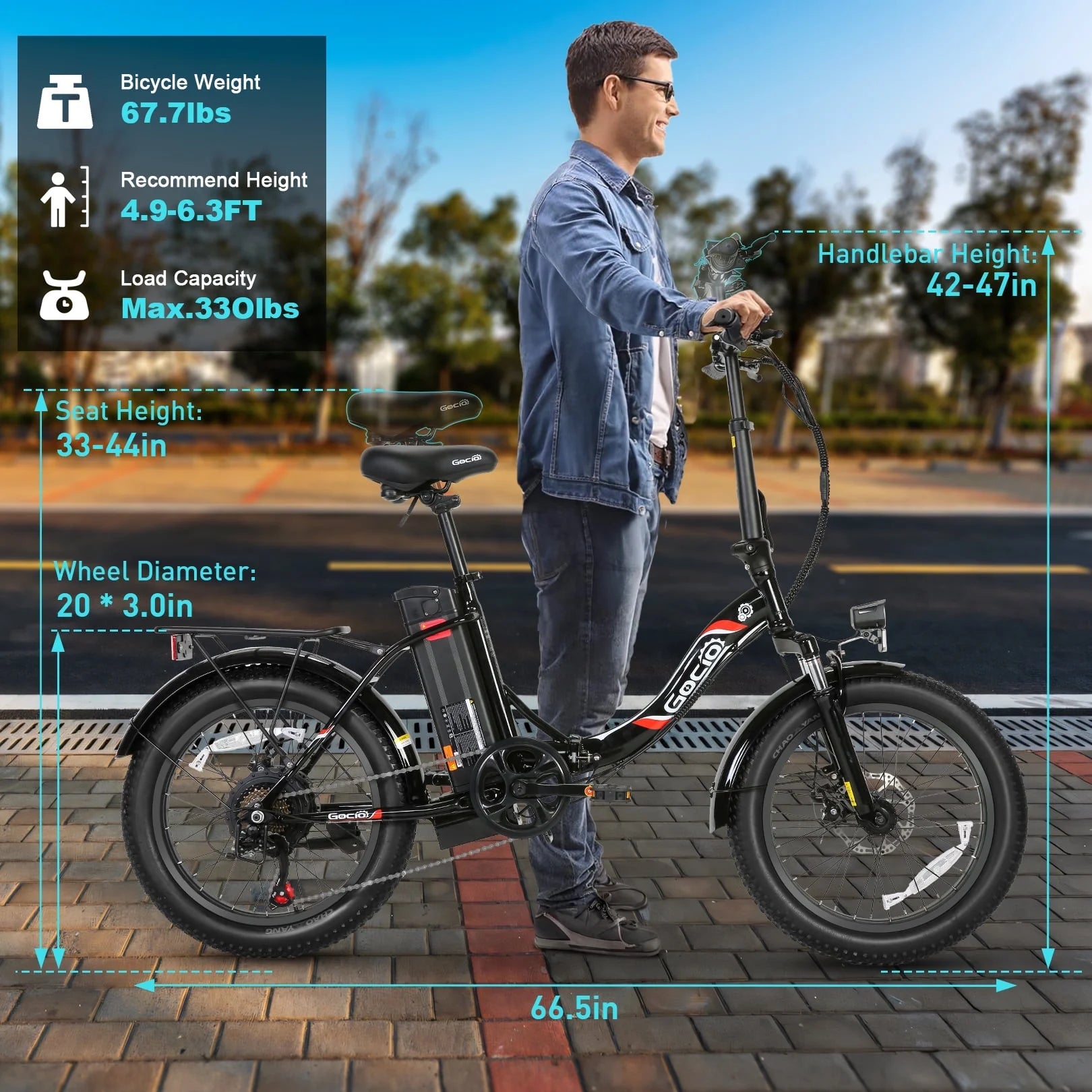 20" Foldable Fat Tire Electric Bike for Adults, 750W Peak Motor Electric Bicycle, 48V 10.4Ah (500Wh) Removable Battery, 19.8 MPH, 7-Speed Gears, Commuting Ebike, UL2849 Certified