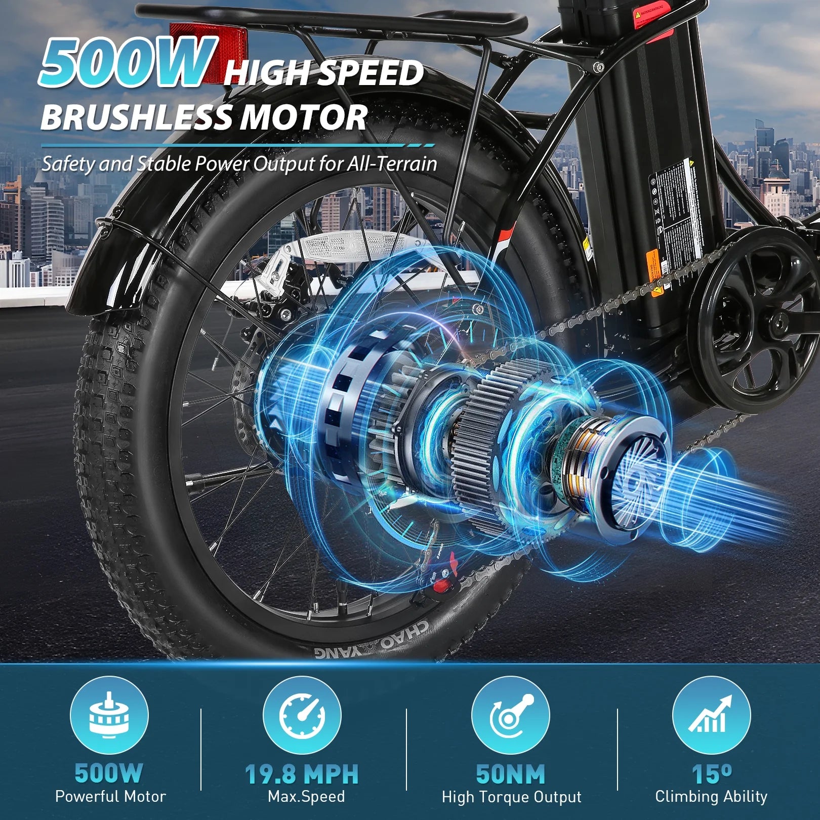 20" Foldable Fat Tire Electric Bike for Adults, 750W Peak Motor Electric Bicycle, 48V 10.4Ah (500Wh) Removable Battery, 19.8 MPH, 7-Speed Gears, Commuting Ebike, UL2849 Certified